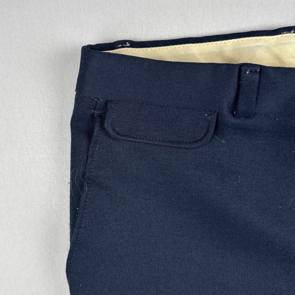 Vintage 70s Broomsticks Glen Oaks Navy Blue Pants Talon Zip Straight Leg - Picture 5 of 10